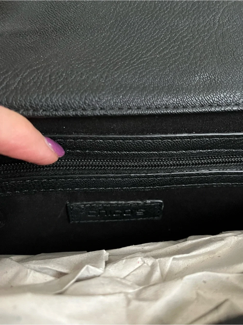 Chico’s pebbled leather Black & White Chevron Convertible should/clutch bag.